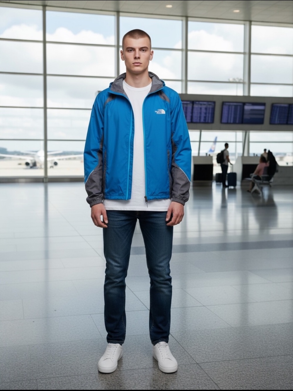 THE NORTH FACE FLIGHT SERIES HYVENT ALPHA BLUE GRAY WINDBREAKER JACKET
